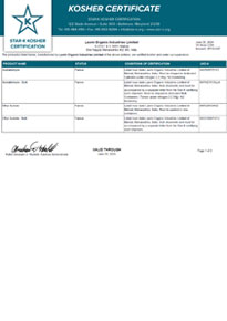 Kosher Unit I Certification